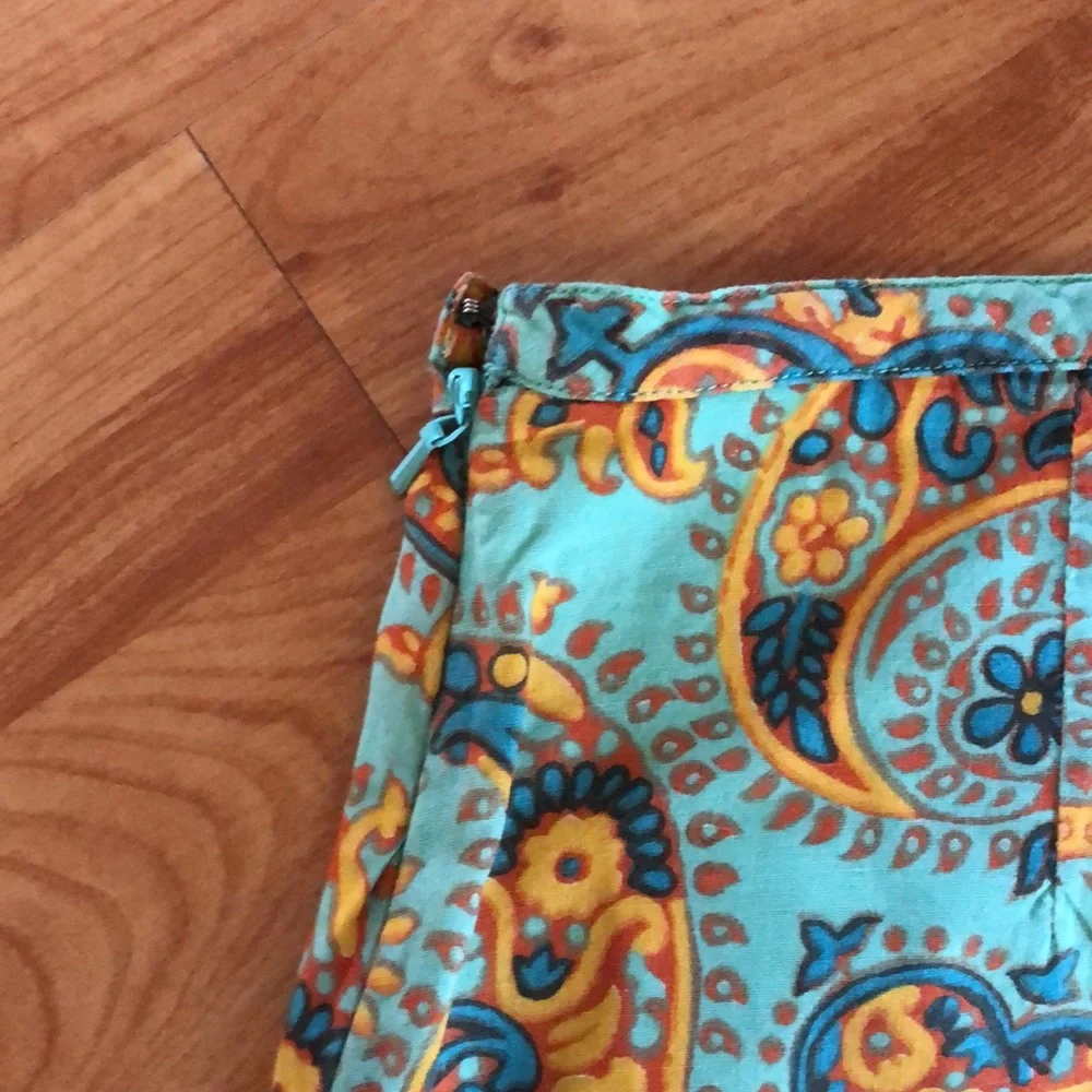 RALPH LAUREN girls SZ 14 seafoam green & yellow paisley lined mini skirt